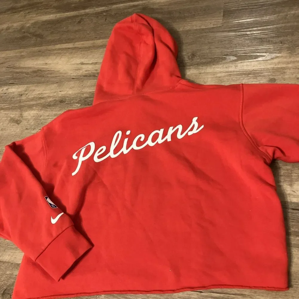Nike NBA New Orleans Pelicans Red Cropped Hoodie Sweatshirt Womens Small 75th An